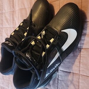 Nike Alpha Black and White Football Cleats, Size 7.5